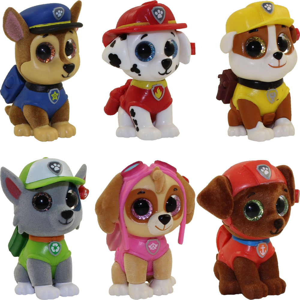 TY Beanie Boos - Mini Boos Paw Patrol Figures- SET OF 6 (Chase, Skye, Rocky, Zuma, Marshall & Rubble