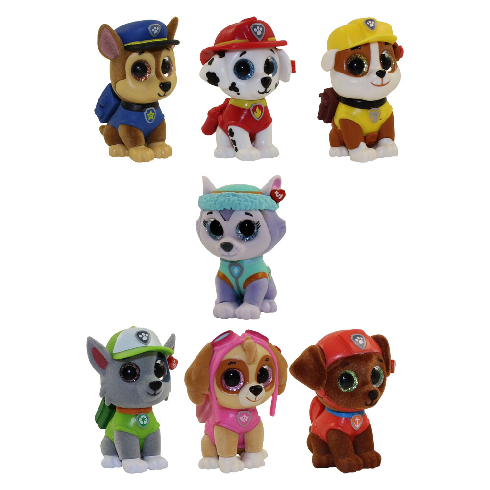 TY Beanie Boos - Mini Boos Paw Patrol Figures - SET OF 7 (Everest, Chase, Skye, Rocky, Zuma +2)