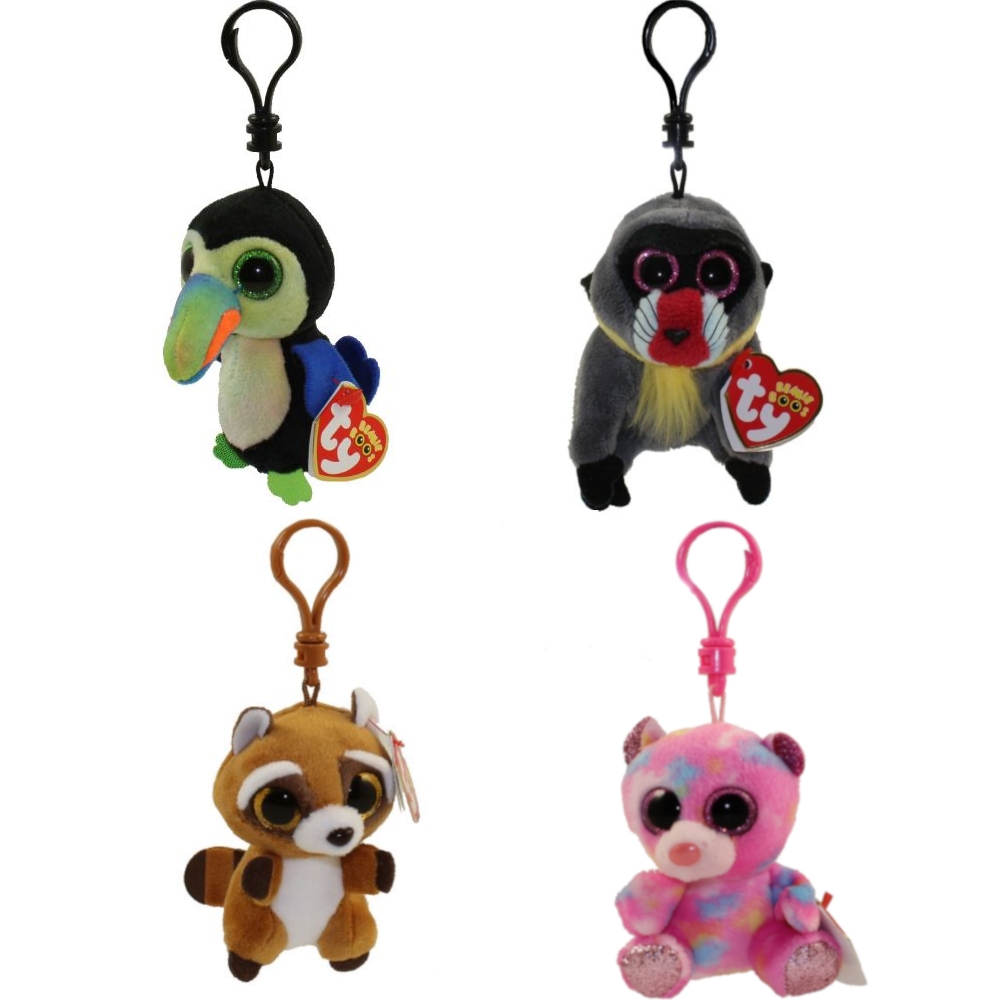 TY Beanie Boos - SET of 4 Summer 2018 Releases (Key Clips) (Rusty, Beaks, Wasabi & Franky)