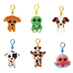 TY Beanie Boos - SET of 6 Spring 2022 Releases (Key Clips)(Turbo, Hugo, Stilts, Zuzu +2)