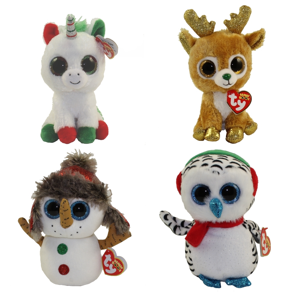 TY Beanie Boos - Set of 4 Christmas 2018 Releases (6 inch) (Glitzy, Buttons, Nester & Candy Cane)