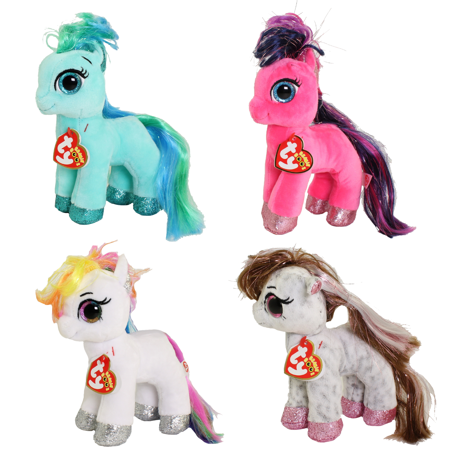 TY Beanie Boos - SET of 4 Horses (6 inch) (Ruby, Cinnamon, Topaz & Starr)