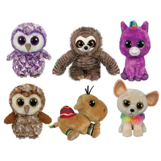 6" TY Beanie Boo 2019 New Plush Stuffed Toys Purple Owl Moonlight Glitter Eyes 