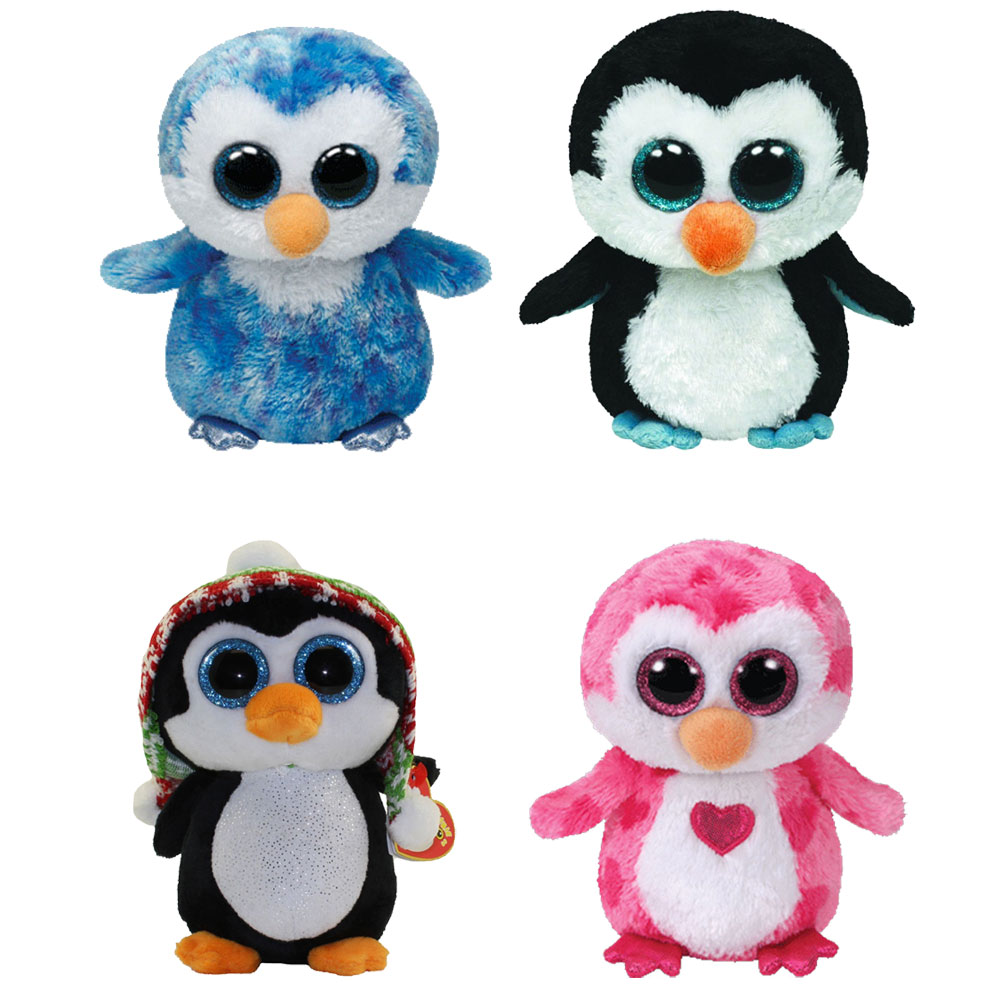 TY Beanie Boos - SET OF 4 PENGUINS (Ice Cube, Waddles, Juliet & Penelope) (6 inch)