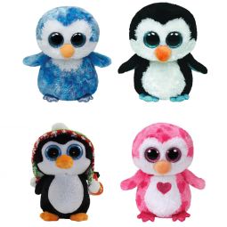 TY Beanie Boos - SET OF 4 PENGUINS (Ice Cube, Waddles, Juliet & Penelope) (6 inch) TY Beanie Boos - SET OF 4 PENGUINS (Ice Cube, Waddles, Juliet & Penelope) (6 inch)
