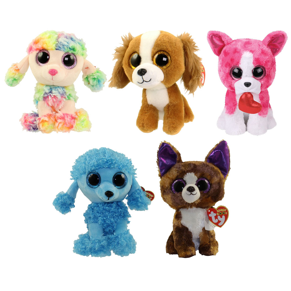 TY Beanie Boos - SET OF 5 DOGS (Rainbow, Tala, Romeo, Mandy & Dexter) (6 inch)