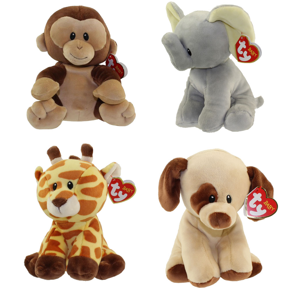 Baby TY - SET of 4 ANIMALS (Gracie, Bubbles, Banana, Bumpkin)(Regular Size - 7 inch)