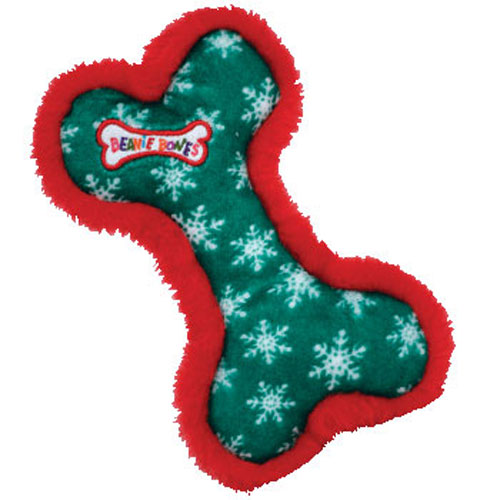 TY Bow Wow Beanies - GREEN SNOWFLAKE the Bone (Green w/ Snowflake Print & Red Trim)