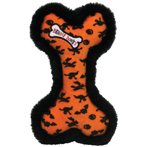TY Bow Wow Beanies - HALLOWEEN BONES the Bone (Orange w/ Witch, Ghost, & Bat Print)