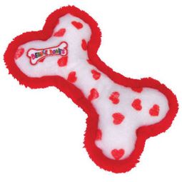 TY Bow Wow Beanies - HEARTS the Bone (White w/ Heart Print & Red Trim) (6.5 inch)