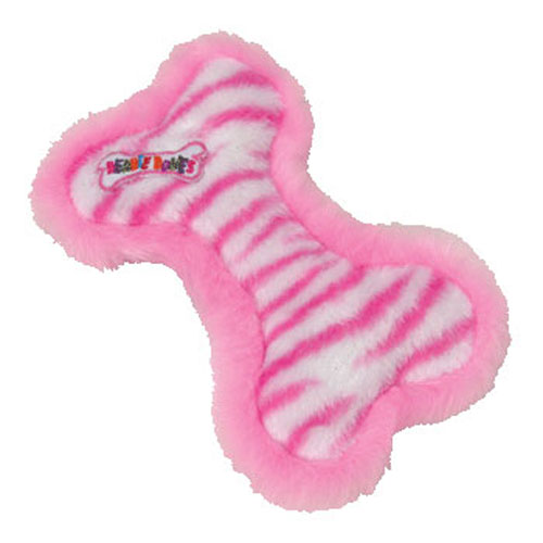 TY Bow Wow Beanies - PINK STRIPE the Small Bone (Pink & White Stripes w/ Pink Trim - Small) (5 inch)