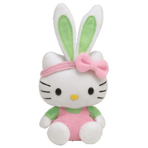 TY Basket Beanie Baby - HELLO KITTY (Bunny w/ Pink Overalls) (5.5 inch)