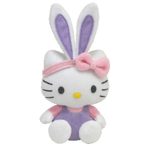 TY Basket Beanie Baby - HELLO KITTY (Bunny w/ Purple Overalls) (5.5 inch)
