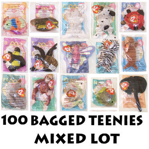 TY McDonald's Teenie Beanies - Mixed Lot of 100 Teenies (Sealed in bags)