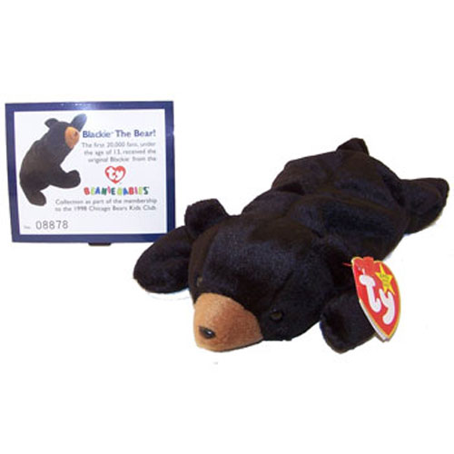 TY Beanie Baby - BLACKIE the Bear (w/ Commemorative Event Card - 11/8/98)