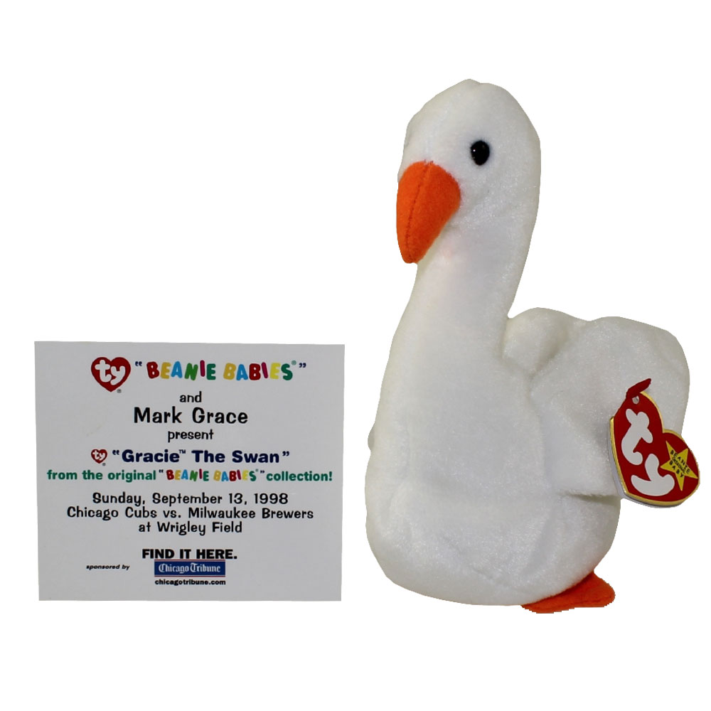 TY Beanie Baby - GRACIE the Swan (w/ Commemorative Event Card - 9/13/98)