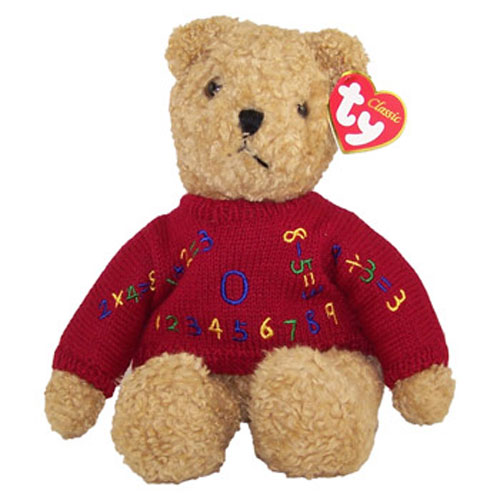 TY Classic Plush - CURLY the Bear (large - Red Sweater w/ Numbers)