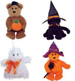 TY Halloweenie Beanie Babies - Halloween 2005 Complete set of 4