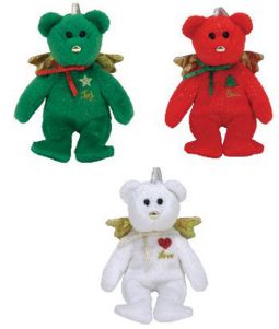 TY Jingle Beanie Babies - Gift Bear set of 3 (Peace, Joy & Love) (Hallmark Exclusives)