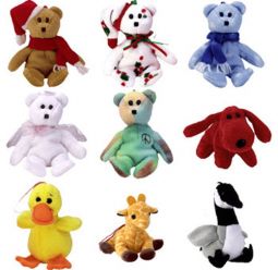 TY Jingle Beanie Babies - Holiday 2001 Complete set of 9 (Teddies, Halo, Peace etc)