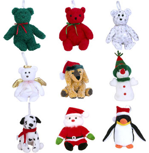 TY Jingle Beanie Babies - Holiday 2002 Complete set of 9 (Teddies, Santa, Halo etc)