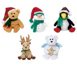 TY Jingle Beanie Babies - Holiday 2004 Complete set of 5 (Teddy, Melton, Toboggan, Rudy & Star)