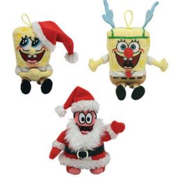 TY Jingle Beanie Babies - Holiday 2007 set of 3 (SpongeBob Squarepants & Patrick Star)