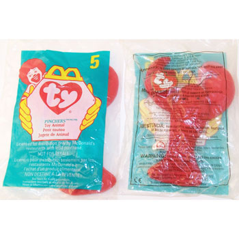 Mcdonalds Ty Beanie Baby Pinchers The Lobster  Sealed Bag 