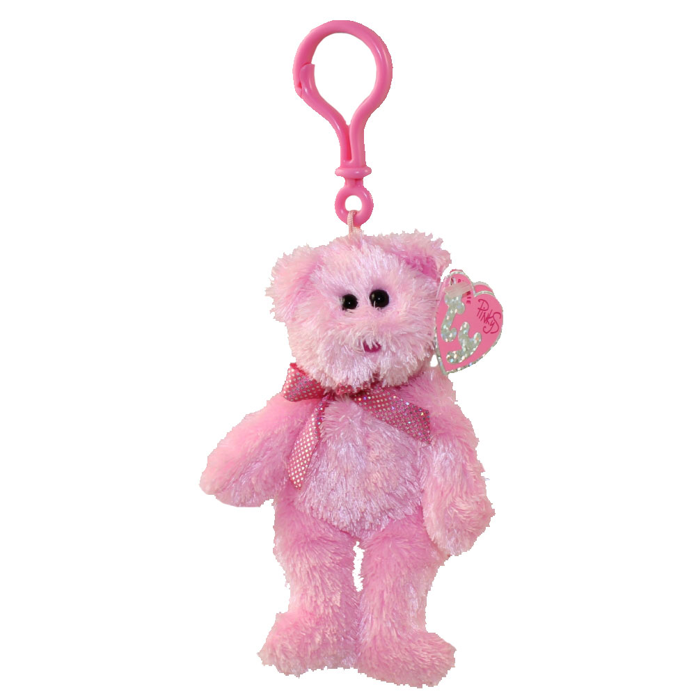 TY Pinkys - DAZZLER the Pink Bear (Plastic Key Clip) (5.5 inch)