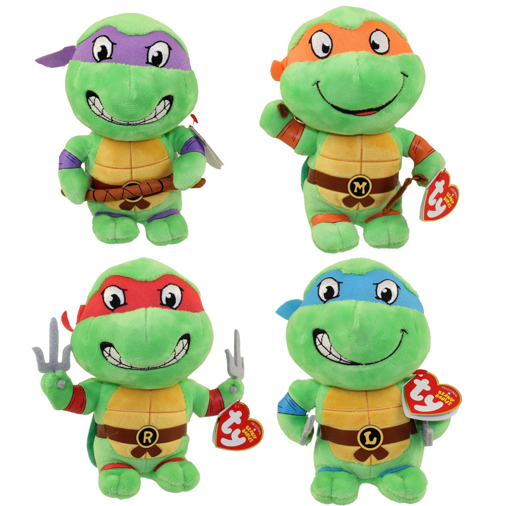 TY Beanie Babies - Teenage Mutant Ninja Turtles - SET of 4 (Donatello, Leonardo, Michelangelo & Raph