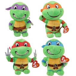TY Beanie Babies - Teenage Mutant Ninja Turtles - SET of 4 (Donatello, Leonardo, Michelangelo & Raph TY Beanie Babies - Teenage Mutant Ninja Turtles - SET of 4 (Donatello, Leonardo, Michelangelo & Raph