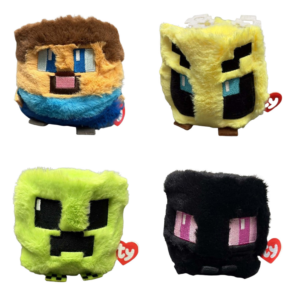 TY Beanie Bouncers - SET OF 4 MINECRAFT [Steve, Creeper, Enderman & Bee](3 inch)