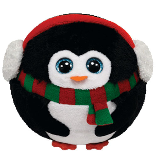 TY Beanie Ballz - ICICLES the Penguin with Earmuffs (Regular Size - 5 inch)