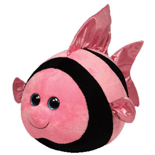 TY Beanie Ballz - GILLY the Pink & Black Fish (Medium Size 