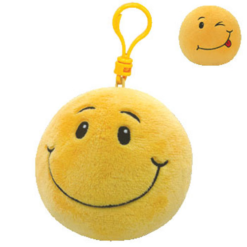 TY Beanie Ballz - SMILEY the Smile Face (Plastic Key Clip - 2.5 inch)