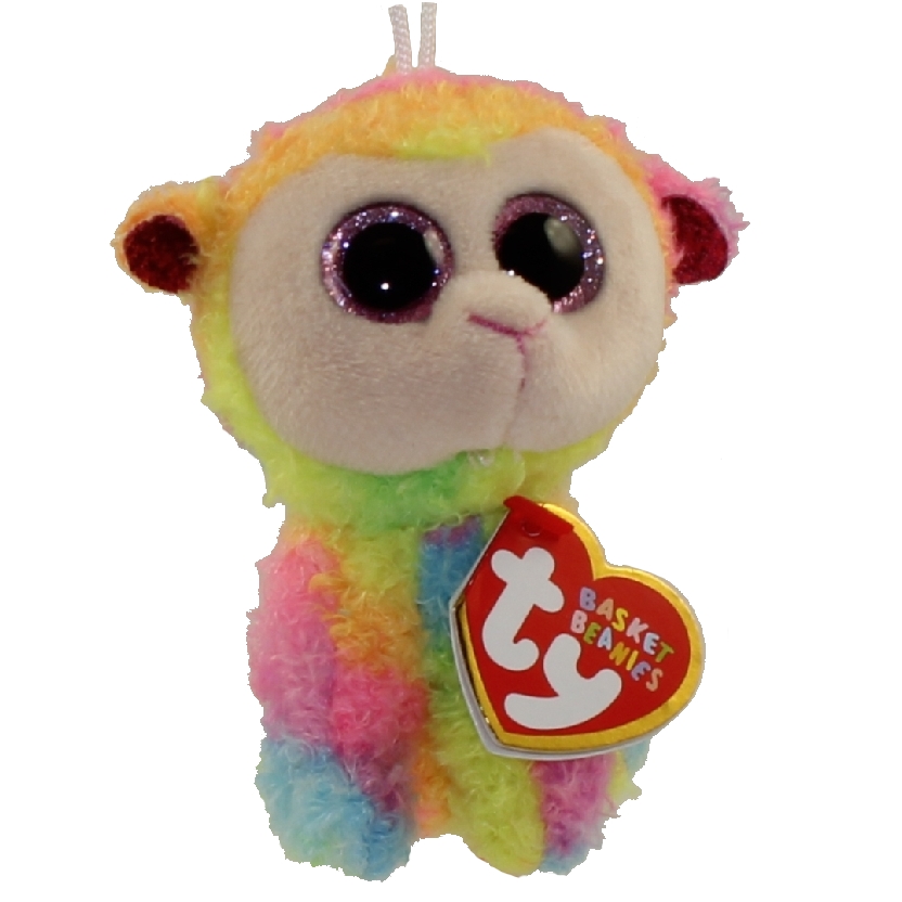 TY Basket Beanie Baby - DAFFODIL the Rainbow Lamb (3 inch)