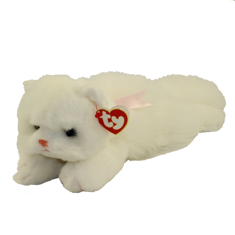 TY Classic Plush - ANGEL the White Cat with Pink Ribbon (12 inch)