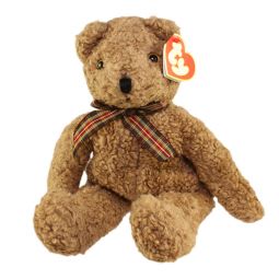 TY Classic Plush - CURLY the Bear (Large - Plaid Ribbon around Neck)