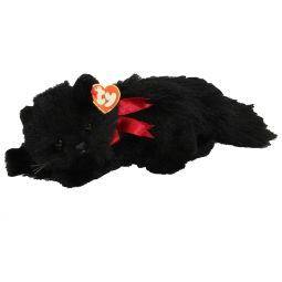 TY Classic Plush - SILKY the Black Cat with Red Ribbon (12 inch)