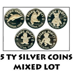 TY Beanie Baby Silver Coins - Mixed Lot of 5 Coins (All Different)