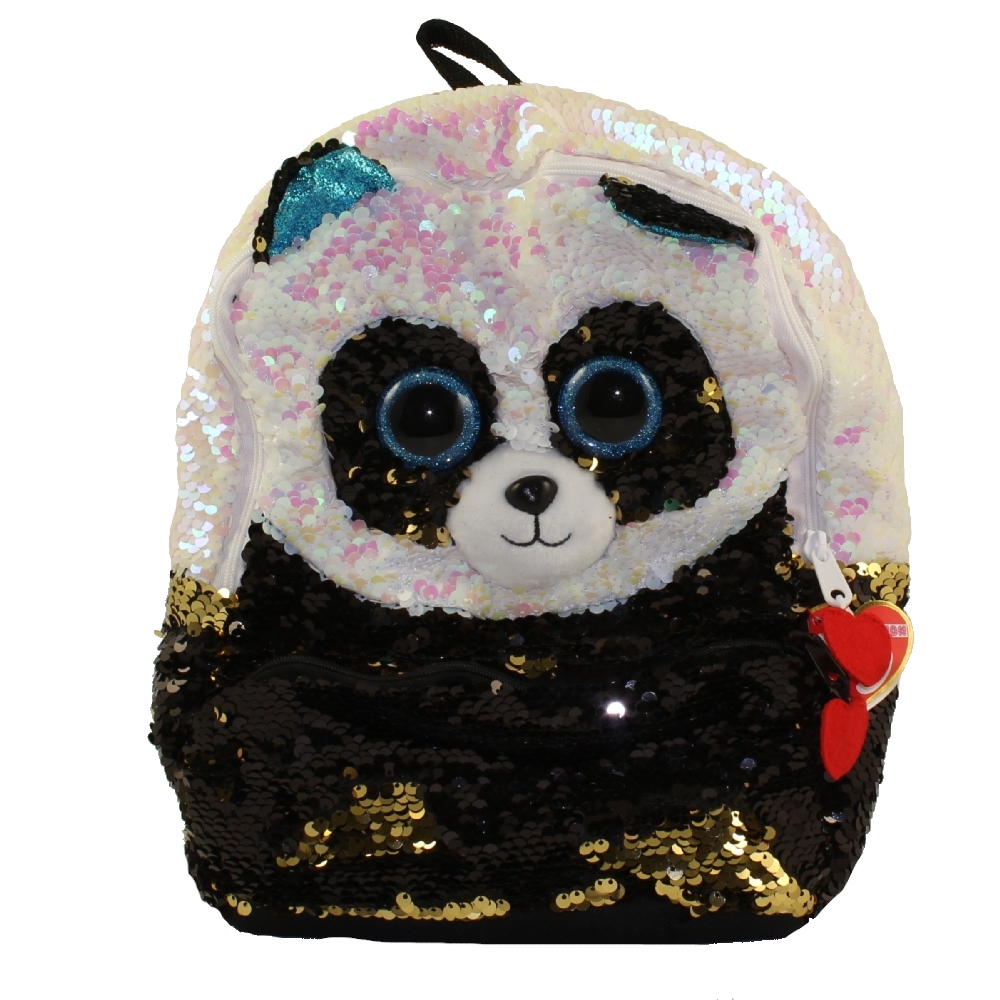 TY Fashion Flippy Sequin Backpack - BAMBOO the Panda Bear (13 inch)