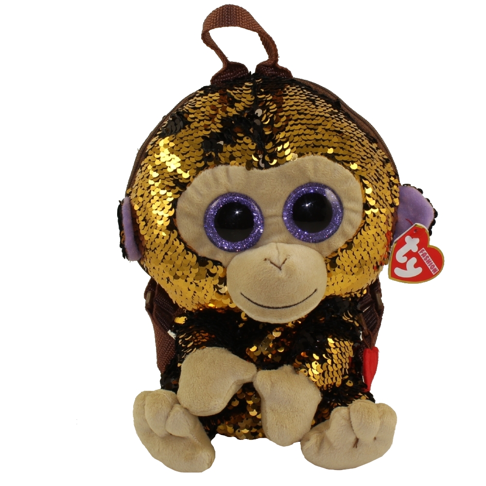 TY Fashion Flippy Sequin Backpack - MWMTs 13 inch COCONUT the Monkey 