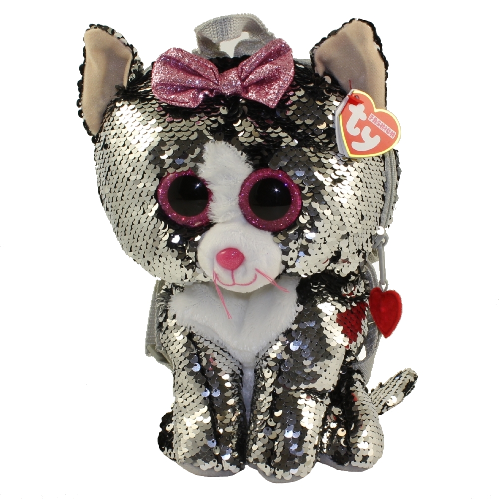 TY Fashion Flippy Sequin Backpack - KIKI the Cat (13 inch)