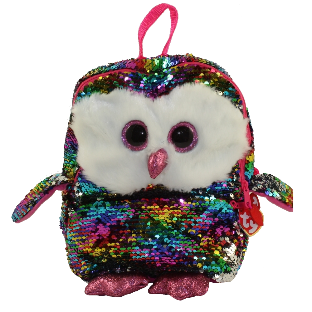 TY Fashion Flippy Sequin Backpack - OWEN the Owl (12 inch) *V2 - New Style*