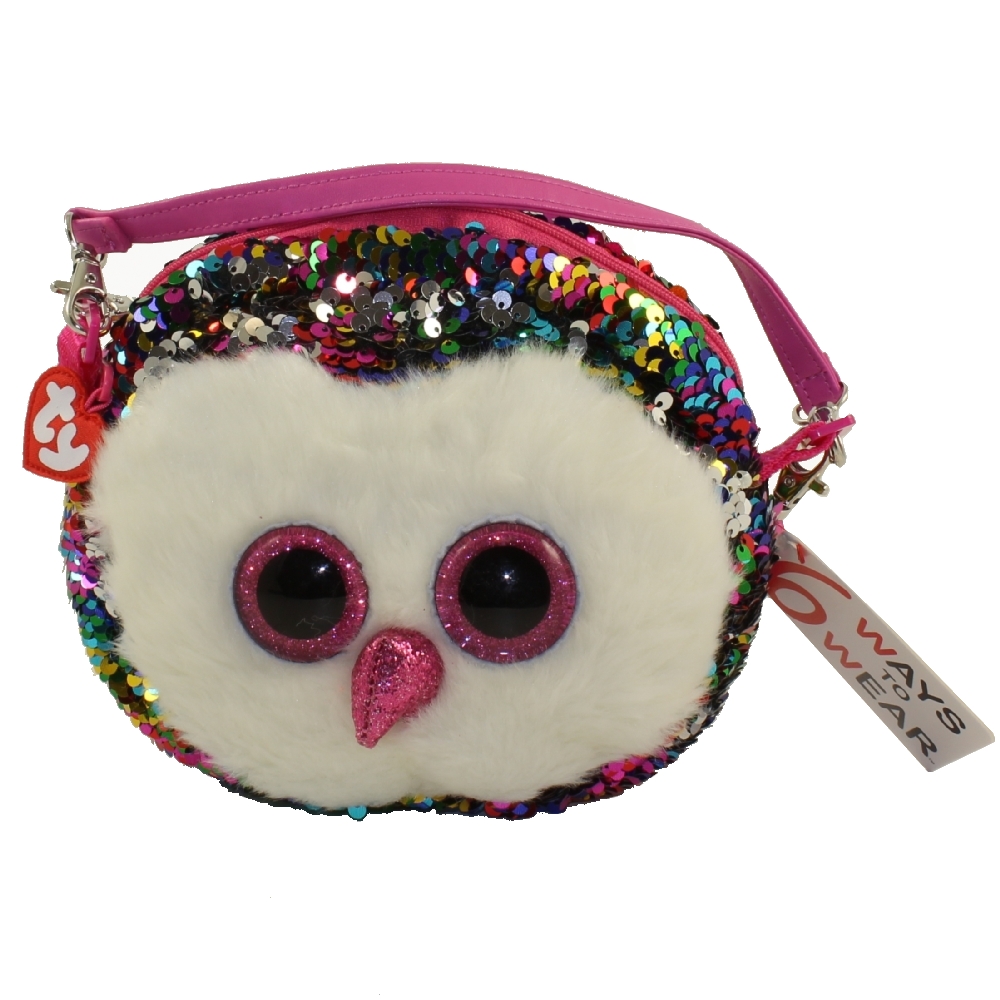Ty Beanie Boo Owen Owl Reversible Sequin Square Backpack 
