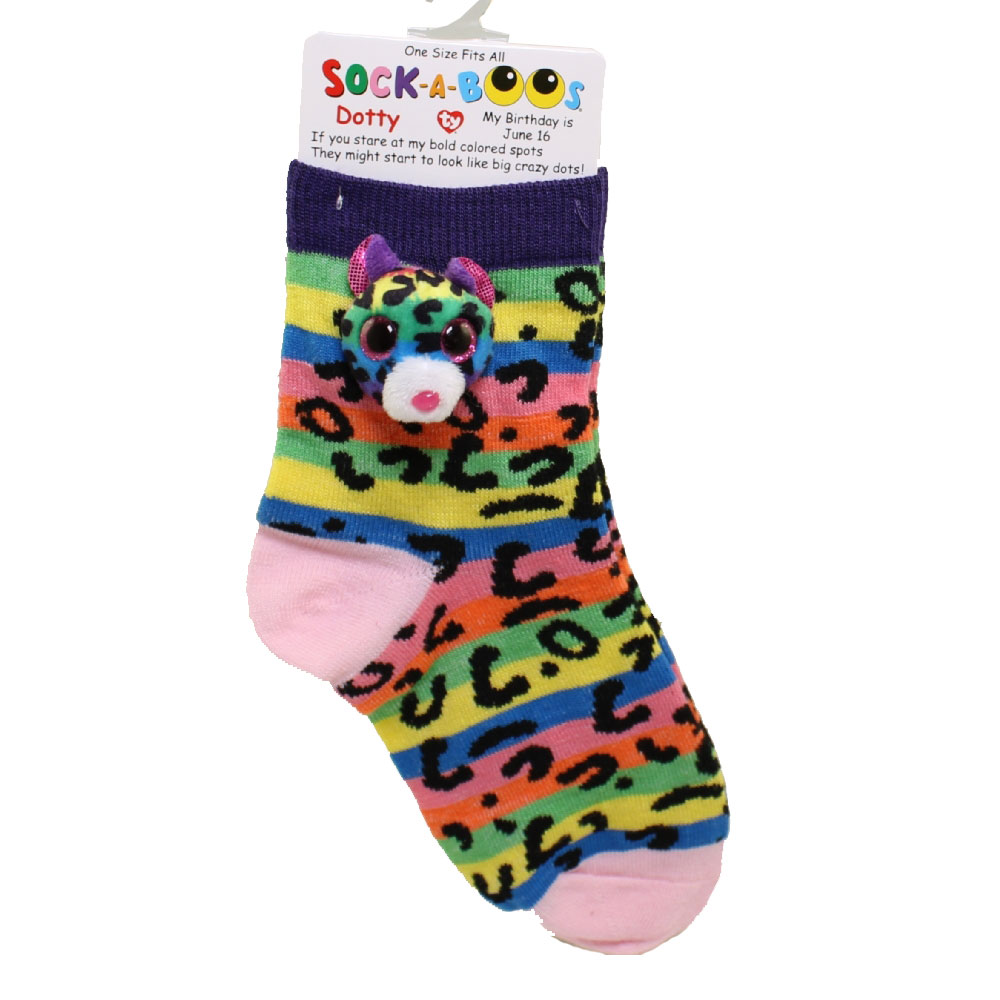 TY Fashion - Sock-A-Boos - DOTTY the Leopard (1 size fits all Socks)