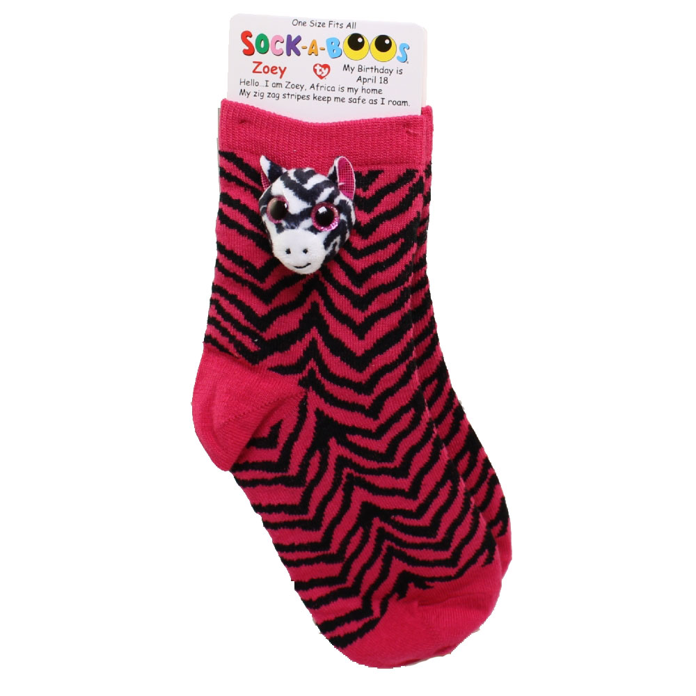 TY Fashion - Sock-A-Boos - ZOEY the Zebra (1 size fits all Socks)