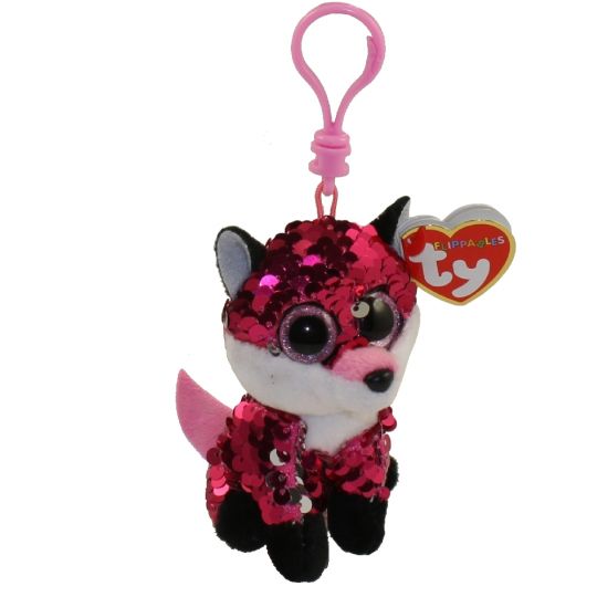PIG Pink & Silver Shimmeez Sequin Plush License 2 Play Plastic Key Clip 
