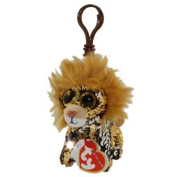 TY Flippables Sequin Plush - REGAL the Lion (Plastic Key Clip - 3.5 inch)