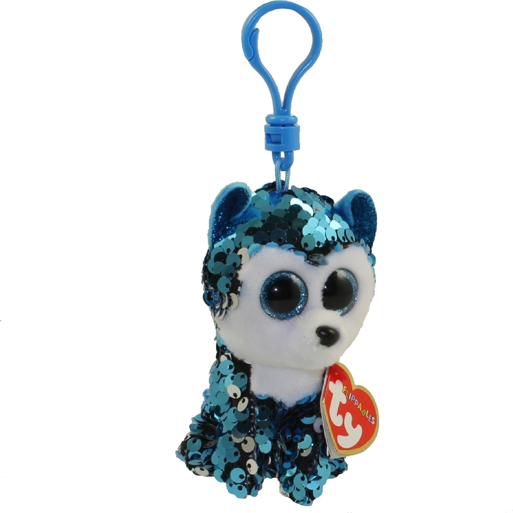 TY Flippables Sequin Plush - SLUSH the Husky (Plastic Key Clip - 3.5 inch)